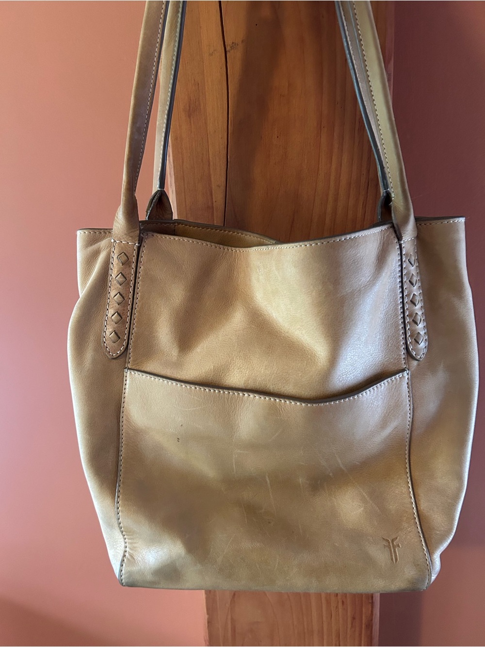 Frye Leather Shoulder Tote Bag in Tan - Picture 2 of 7